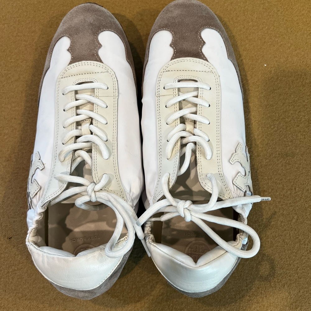 Tory Burch White Tan Sneakers Size 40